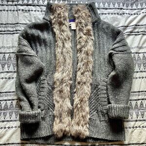DKNY faux fur outlined sweater